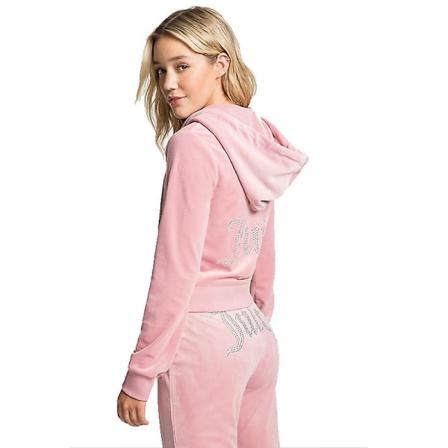 Velour Juicy Sømnadsdrakt Hetter Sammet Glidelås Genser Og Bukser Sett Sportsklær 2023 Dame Vår/Høst Treningsoverall Crop Top Rosa Pink L