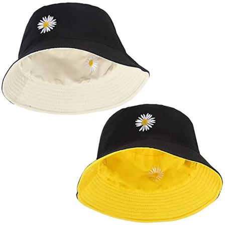 Galaxy 2 stk Bomuldshat, Unisex Fiske, Sød Spandhat med Daisy-Broderi