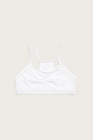 Kappahl | Bezszwowy top z koronką Biały 134/140 | Biały