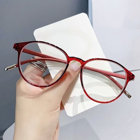 Anti-blåt lys læsebriller Runde briller RØD STYRKE