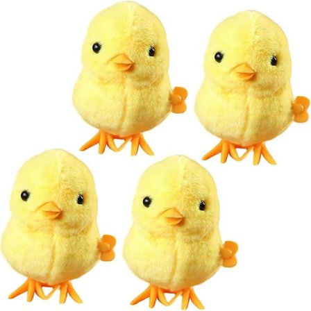 4 stk. Plysj Hoppende Kylling Opptrekkbare Leker Kyllingleker Gående Kylling Babyleke