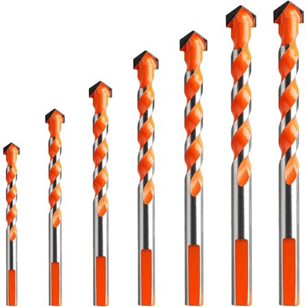 7 stk. Tungsten Carbide Murværksbor, Multi-Material Dril