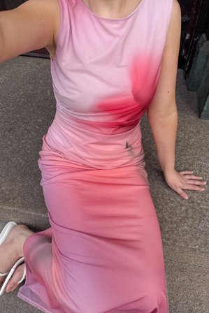 NA-KD bedrucktes Mesh-Midikleid - Midikleider - Rosa - L