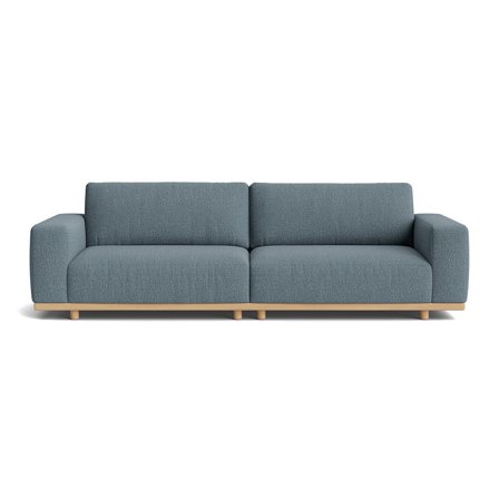Fjord 3 personers sofa - Nordic Blå - 277x104x84 - Slidstærk Stof Sofa med Massivt træ & PU Skum - Komfortabel 3 Personers Sofa