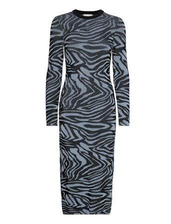 Chiara, 1654 Graphic Rib Knit Dresses Cocktail Dresses Marineblå STINE GOYA*Betinget Tilbud