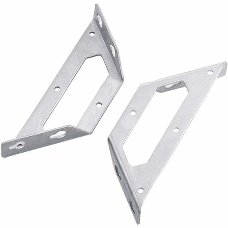 Set med 2 st mångsidiga trapetformade konsoler i rostfritt stål för hyllor, trästolar, bokhyllor, fönstergarderober (105 x 105 mm) - MODOU