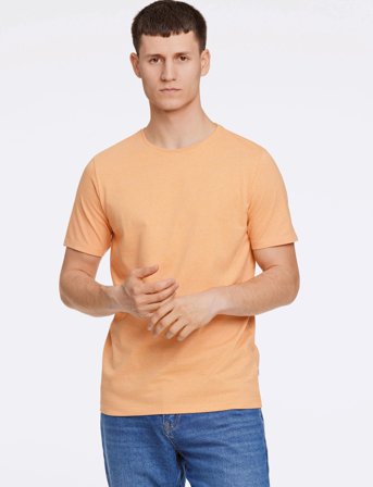 Lindbergh Mouliné O-Neck Tee S/S - Orange - S
