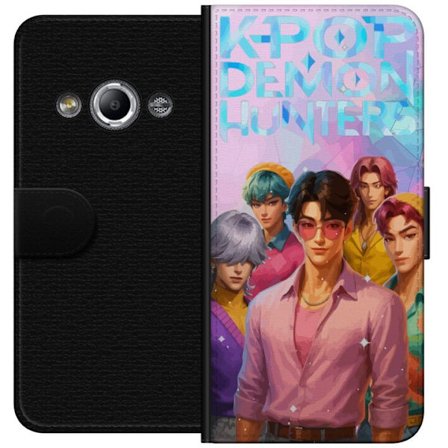 Kompatibel Tegnebogsetui til Samsung Galaxy Xcover 3 K-Pop Demon Hunters med fem stiliserede karakterer i en farverig pastelmiljø, mode-inspirerende