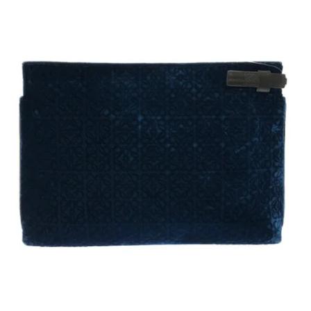 Loewe Pre-owned, Pre-owned Velvet clutches Blauw, unisex, Maat:ONE Size