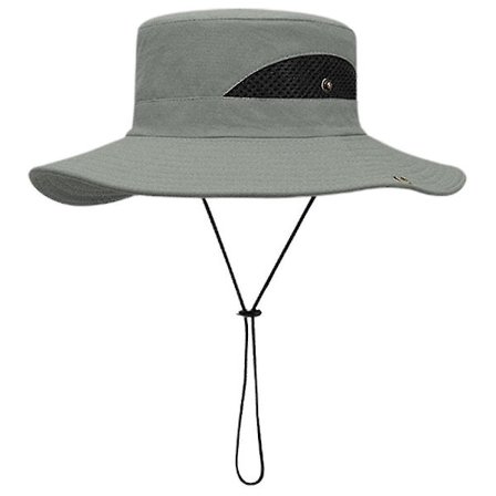 Solhatte Bred Skygge UV-beskyttelse Sammenfoldelig Spand Strand Fiskerihatte Udendørs(lys grå)