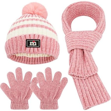 Varm vintermössa, halsduk och handskar för barn 6-14 år - mysiga accessoarer för pojkar och flickor 3-delars set