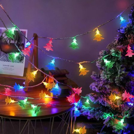 Ljusslinga, 6M 40 LED Jul Ljusslinga, LED Juldekoration, LED Gardinljus, Färgglada Julljus Inomhus och Utomhus