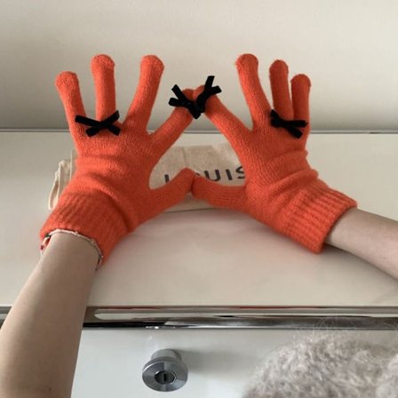 1 Par Varme Handsker Strikkede Handsker ORANGE