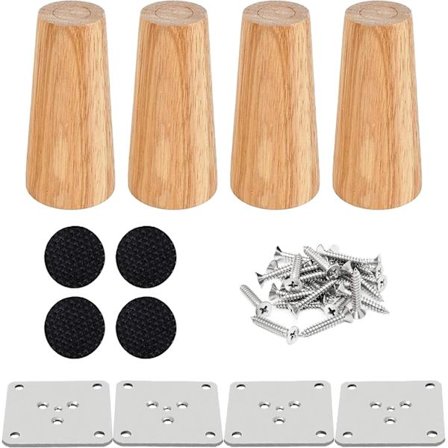 Set med 4 möbelben i trä (12 cm) Ben för säng, soffbord