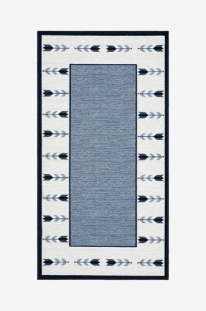 KM Home - Gummerad matta Tulpan - Blå - Slätvävda mattor - 80X150 - Från Homeroom