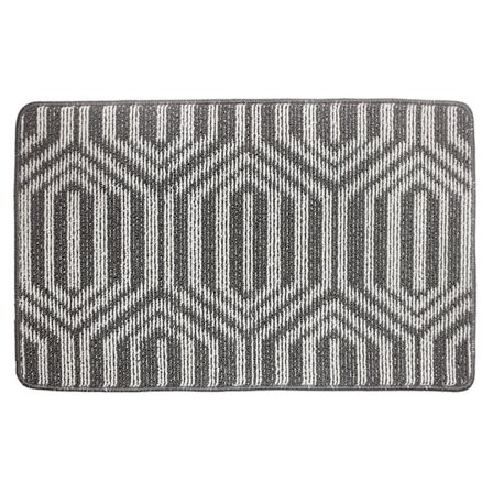 Farge og geometri sklisikker dørmatte, 48 x 78 cm myk dørmatte maskinvaskbar inngangsteppe for innendørs, utendørs, stue, hage, foran bakdør - grå
