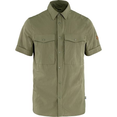 Fjällräven Herr's Abisko Trekking Shirt Short Sleeve in Light Olive | Size: Large, Polyester