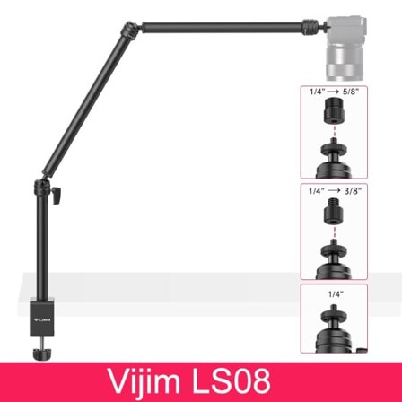 Stativ klemme 90 cm skrivebord lys stativ live bom arm med 1/4" kule hode