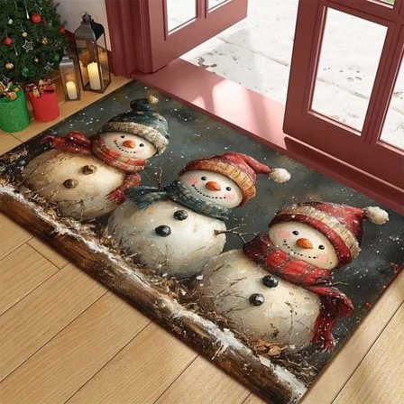 Christmas Decoration Doormat - Non-Slip, Machine Washable, Polyester, Indoor & Outdoor