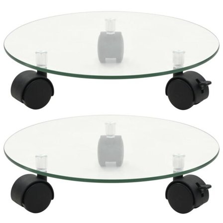 vidaXL Växtställ på hjul 2 st härdat glas 28 cm rund