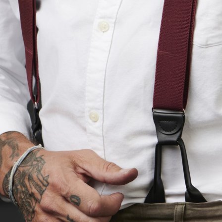 Brede Burgunderfargede Bukseseler med Knappefeste for menn - Bukseseler med knapper
