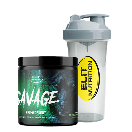 Komplett PWO Elit Nutrition Elite Savage PWO 300 g + Smart Shaker 800 ml - Bodyman.dk