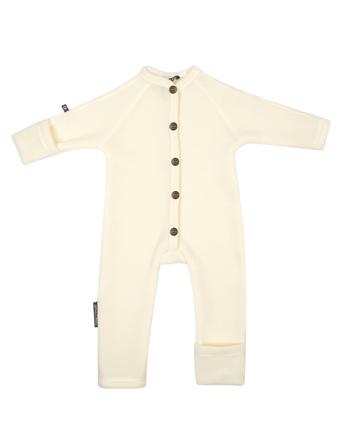 Jumpsuit, Merino Wool W. Buttons, Offwhite Pitkähihainen Body Beige Smallstuff