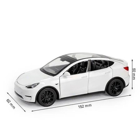 1/32 Tesla Model Y SUV Leksaksbil Modell Pressgjuten Legering Metall Miniatyr Ljud & Ljus Dra Tillbaka 1:32 Samlarobjekt Present till Pojkar Tesla 