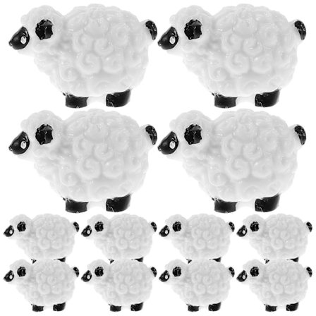 12 stk. Mini Sau Ornamenter Miniatyrdyr Figurer Mikro Scene Modeller Dukkehus Miniatyrer