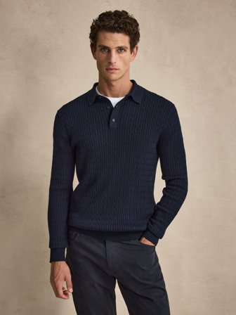 John Henric Men's Dunkelblaues Poloshirt Regular Fit Size S