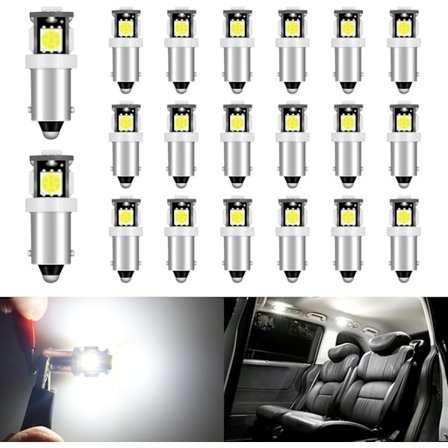 (20 kpl) T11 BA9S LED-lamput T4W BA9 53 57, 12V Valkoinen Auton Sisävalaistuslamput 5050 5SMD, Lukulampulle