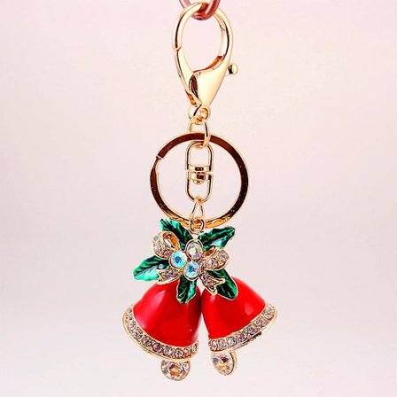 1 st julnyckelring med röd jul-klocka