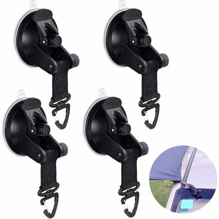 Sugkoppsförankring, 4 stycken markis sugkoppsfäste krok, multifunktionella sugkoppsförankringar, campingtillbehör, sugkoppskrok för campingtarp, 