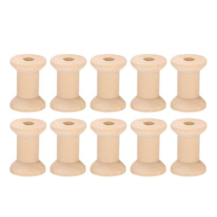 10 stk. tomme trådsneller i tre, naturlig farge 29 mm X 23 mm