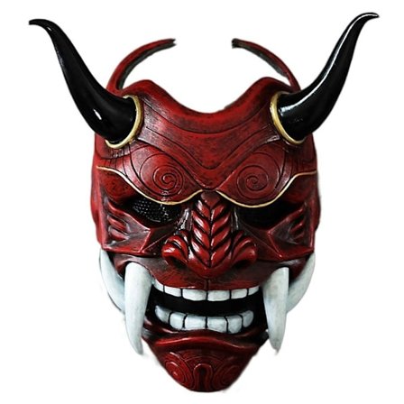 Halloween Akabane Maske Hovedbeklædning Samurai Noh Kabuki Prajna Djævel Cosplay Maske