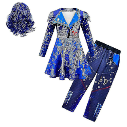 Børne Blå Audrey Kostume Sæt til Halloween Fest - Evie Descendants 3 Mal Rolleleg - Perfekt