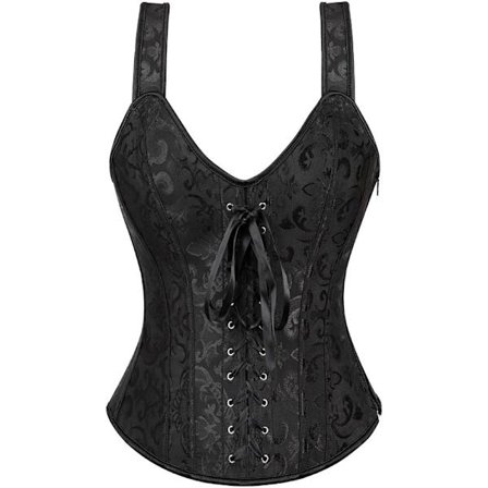 Korsetter for kvinner Overbust Bustier Topp Gothic Sexy Shoulder Black6806