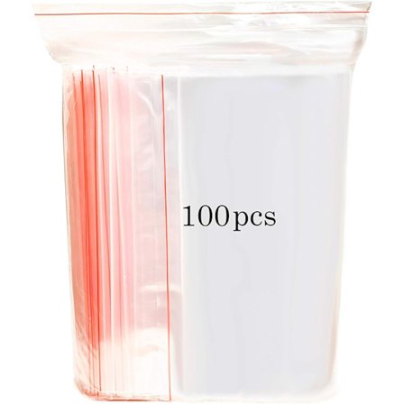 100 stk gjennomsiktige plastposer med gjenlukkbar lukking, sterke, tykke, holdbare og gjenbrukbare