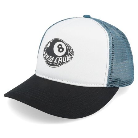Santa Cruz - Vit trucker Keps - Winkowski Eighth Planet Mesh Black/White/Blue A-Frame Trucker @ Hatstore