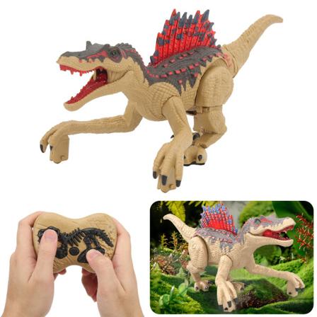 Fjernkontroll Dinosaur Toy Realistisk 2.4G Elektrisk Fjernkontroll Simulering Spinosaurus Modell Toy for Kids Boys Girls Khaki Dual Battery