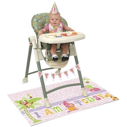 Unik fest Safari 1:a födelsedagshög stolsdekoration set ett