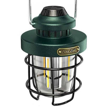 Camping Bærbar Retro Lykt Vintage Teltbelysning Lykt USB Oppladbar LED Lampe Henge Nødlys Grønn
