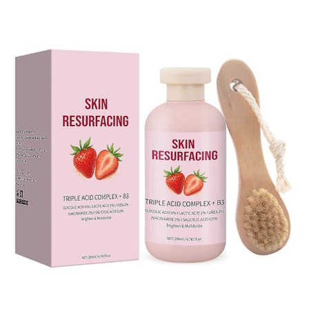 Jordbær Hudbehandling, Jordbærbein Fornyende Krem med Børste, Avansert Trippel-Syre Kompleks, Reduserer Kyllinghud-Kuler