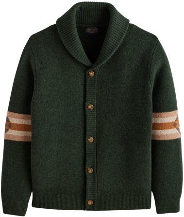 Pendleton M's Nehalem Lambswool Cardigan Nehalem Forest Green - Pendleton