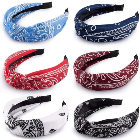 6 Stykker Toppknute Hodebånd Paisley Boho Hodebånd Vintage Kryss K