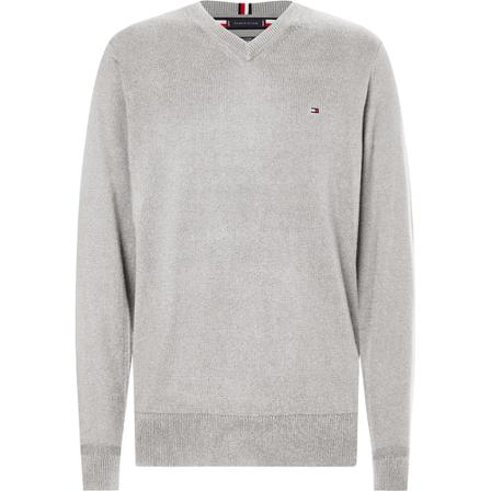 Tommy Hilfiger, Men& Grey Pima Org Ctn Cashmere V Neck Tommy Hilfiger Grijs, Heren, Maat:XL