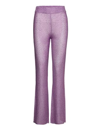 Sequin Knit Fitted Flared Pants Utsvängda Byxor Lila REMAIN Birger Christensen