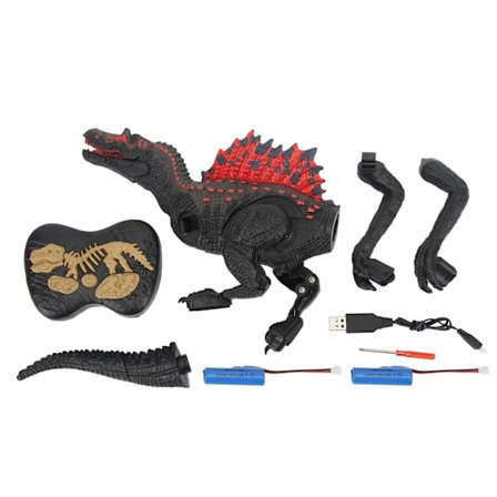 Realistisk fjernstyrt Spinosaurus leketøy 2.4G elektrisk simuleringsmodell for barn svart dobbeltbatteri