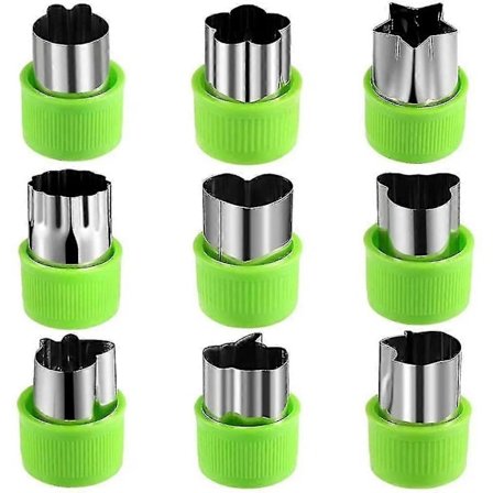 9 Osainen Lasten Vihannesleikkuri Muoto Sarja - Ruostumattomasta Teräksestä Valmistetut Mini Vihannekset