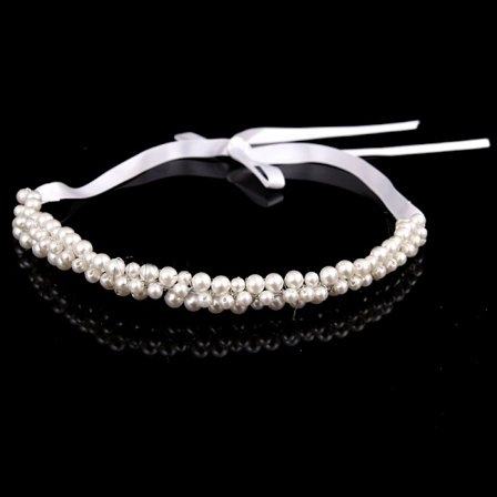 Hårbånd for kvinner, bryllupsdiadem med perler, hvit